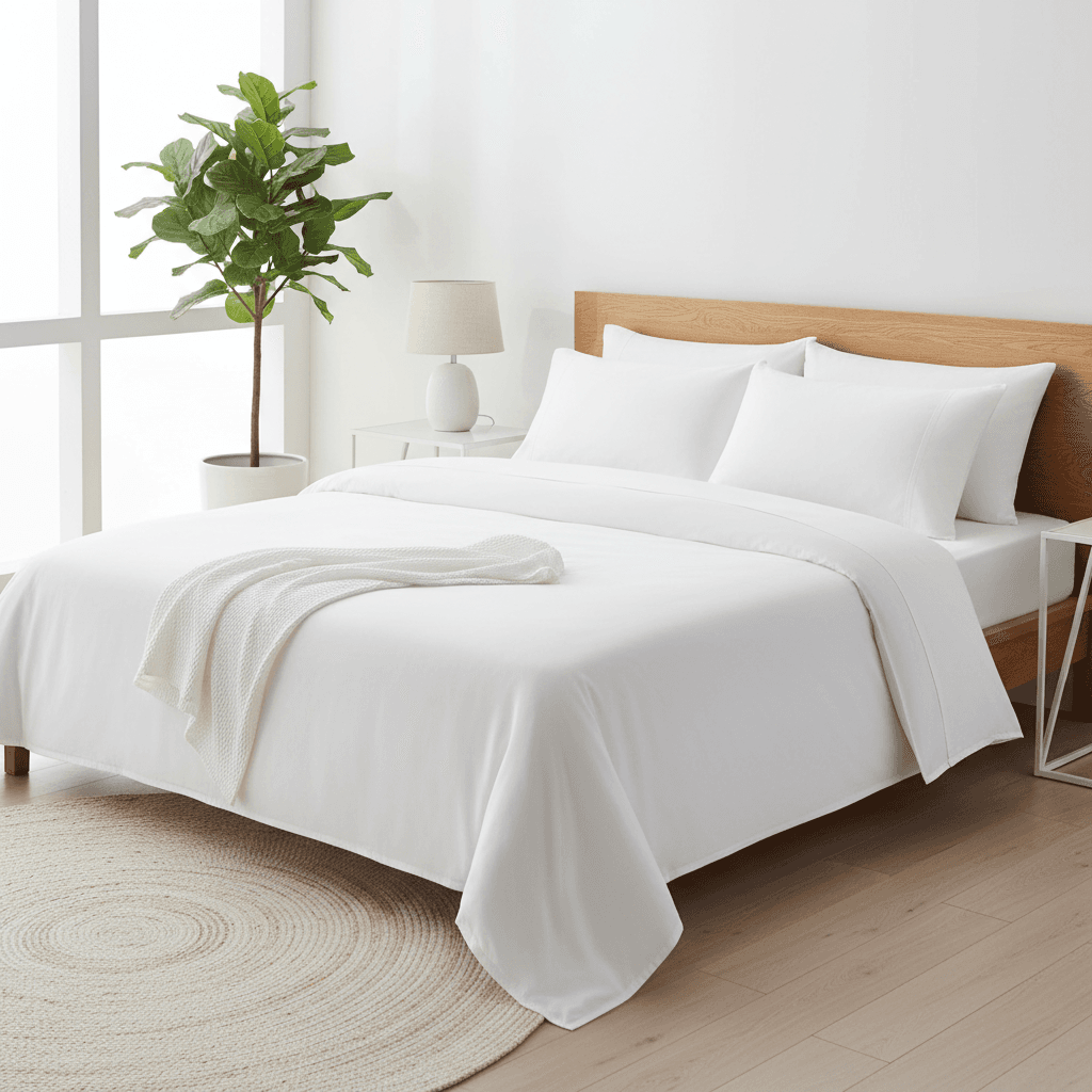 Fresh linens on guest bed