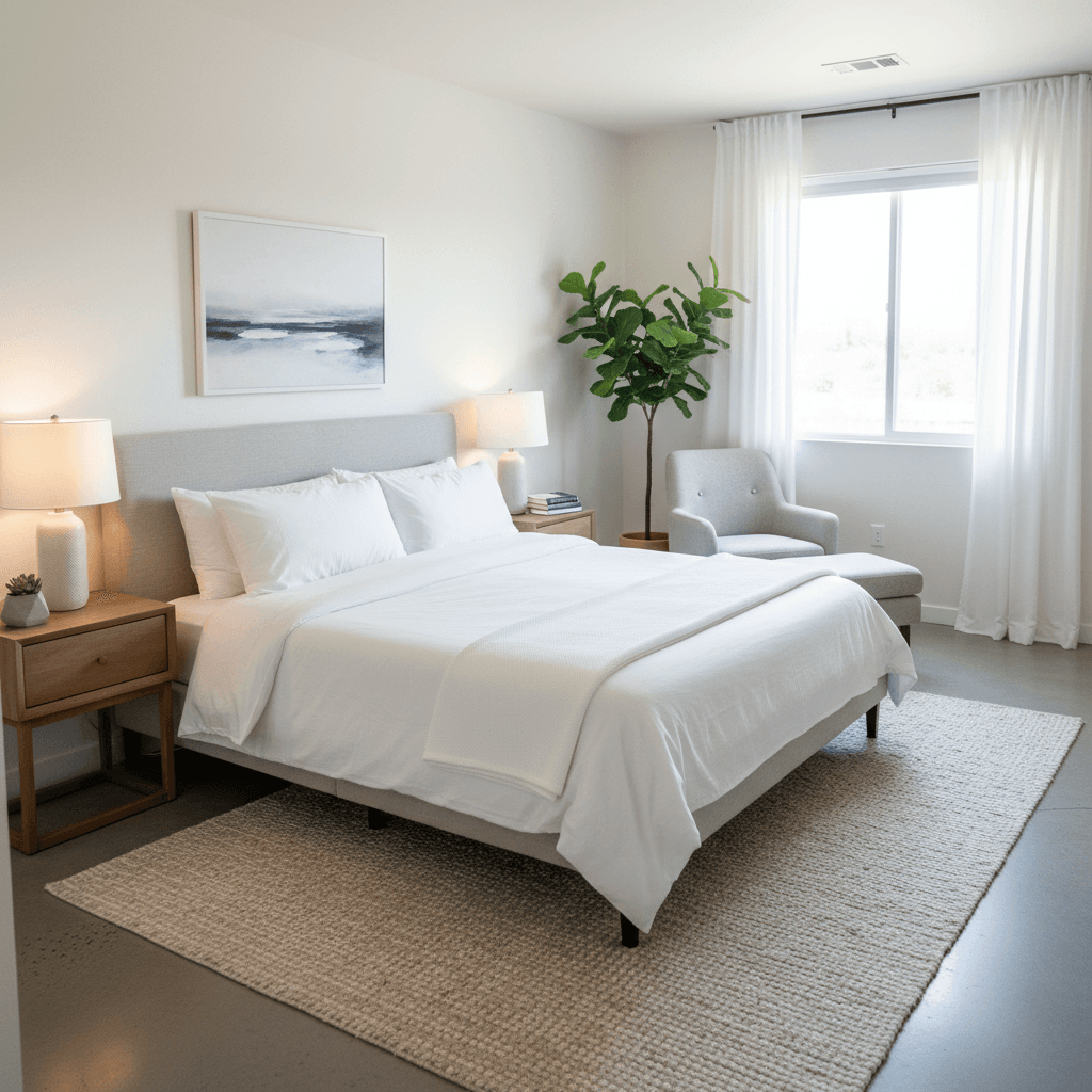 Perfectly reset Airbnb bedroom ready for next guest