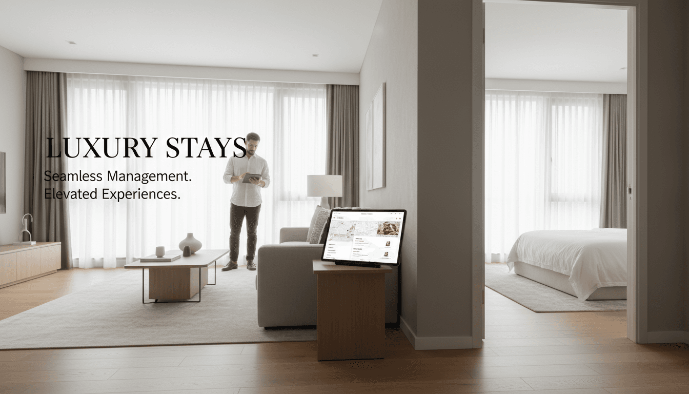 Property host reviewing checklist in guest bedroom